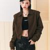 Women's Brown Casual Loose Fit Bomber Jacket with Drawstring and High-End Feel