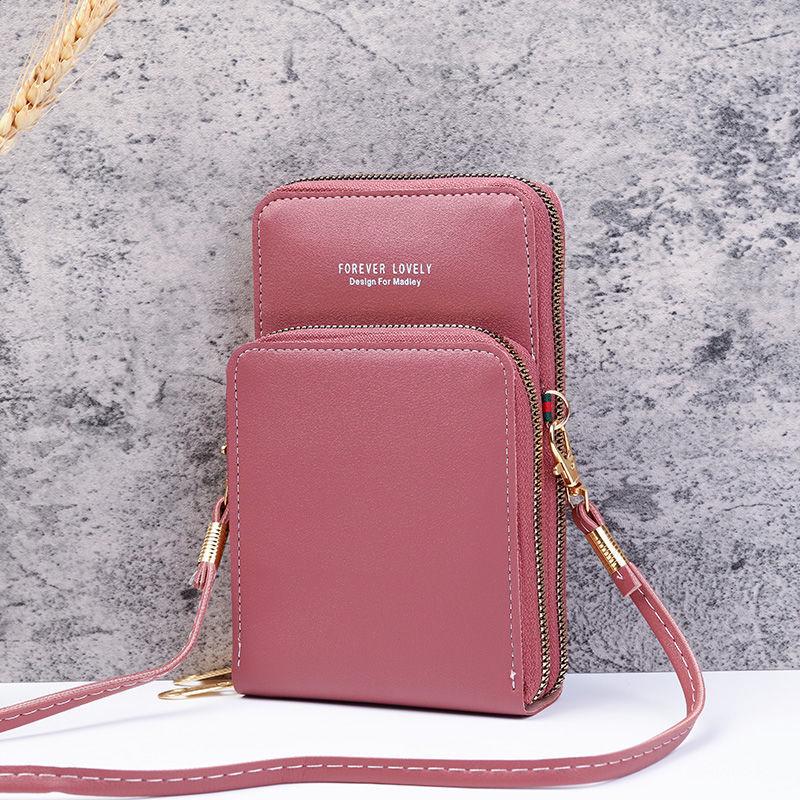 Korean-Style Women's Crossbody Phone & Cosmetic Bag: Touchscreen, Double Layer, Large Capacity