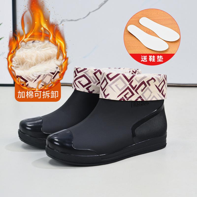 Hot-selling rain shoes women's short tube outer wear water shoes warm non-slip rain boots waterproof boots rubber shoes overshoes