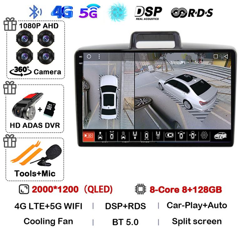 Android 14 Carplay Auto Car Radio For Toyota Corolla Axio 2 Fielder 3 E160 2012-2021 Navigation GPS Multimedia Player 360 Camera