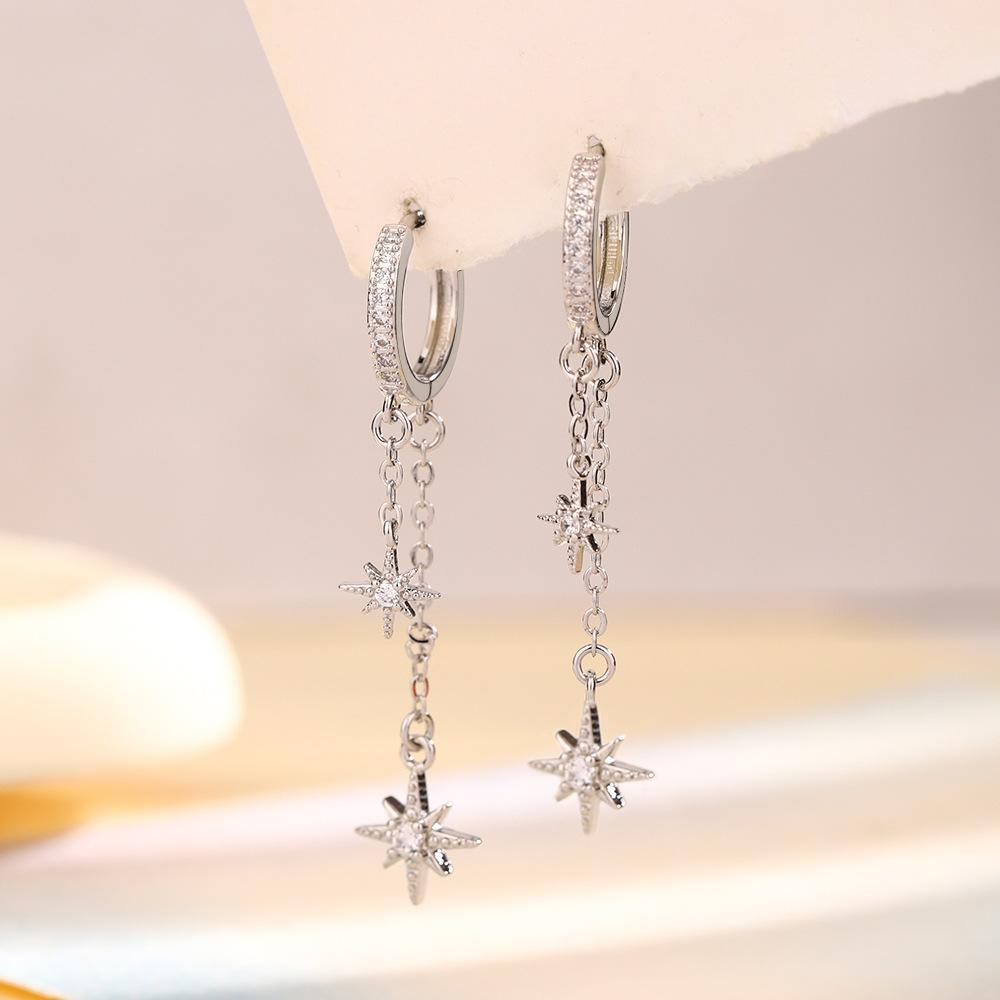 

Fashionable Octagonal Zircon Tassel Earrings Suitable for Women Paired with Friend Gift Earrings Korean Jewelry