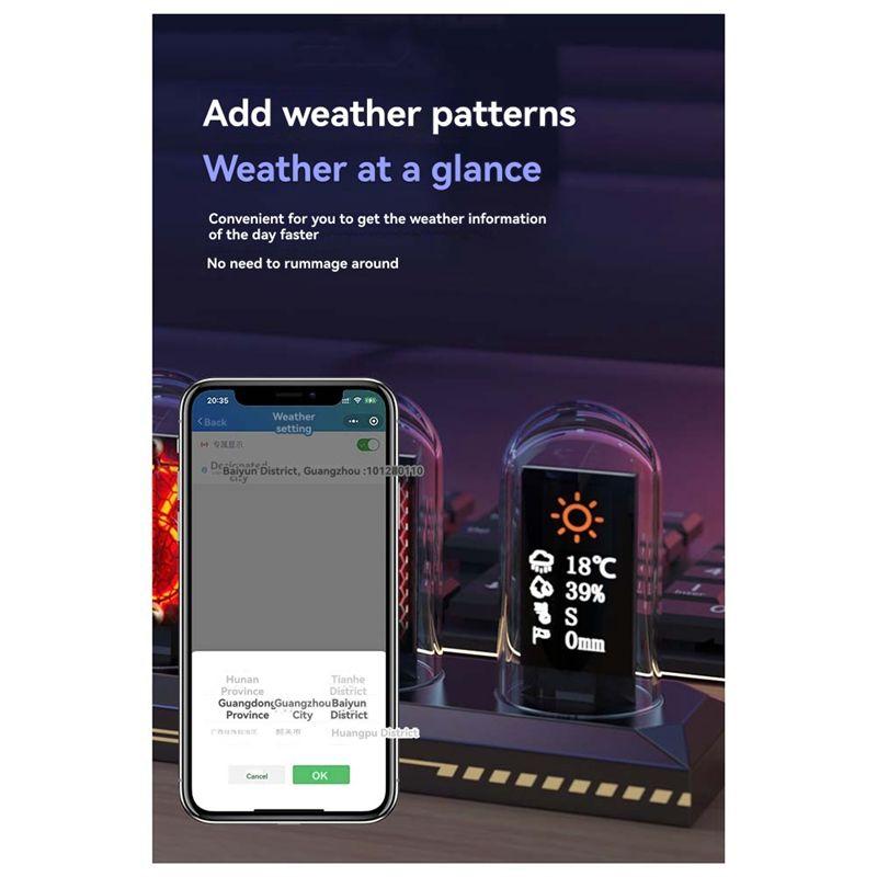 AEE4-LED Nixie Tube Clock IPS Color Screen Digital Clock DIY Analog Digital Tube Wifi Time Desktop Desktop Digital Clock