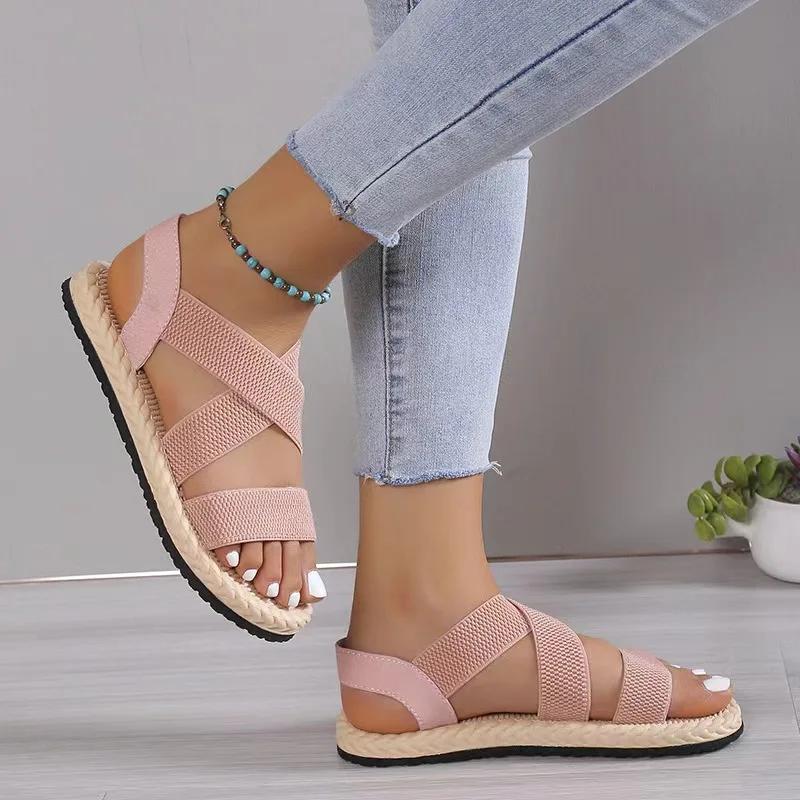 Fashion Shoes for Women Plus Size 35-43 Summer Fashion Open Toe Platform Casual Non-slip Comfortable Flat Sandals Zapatos De Mujer