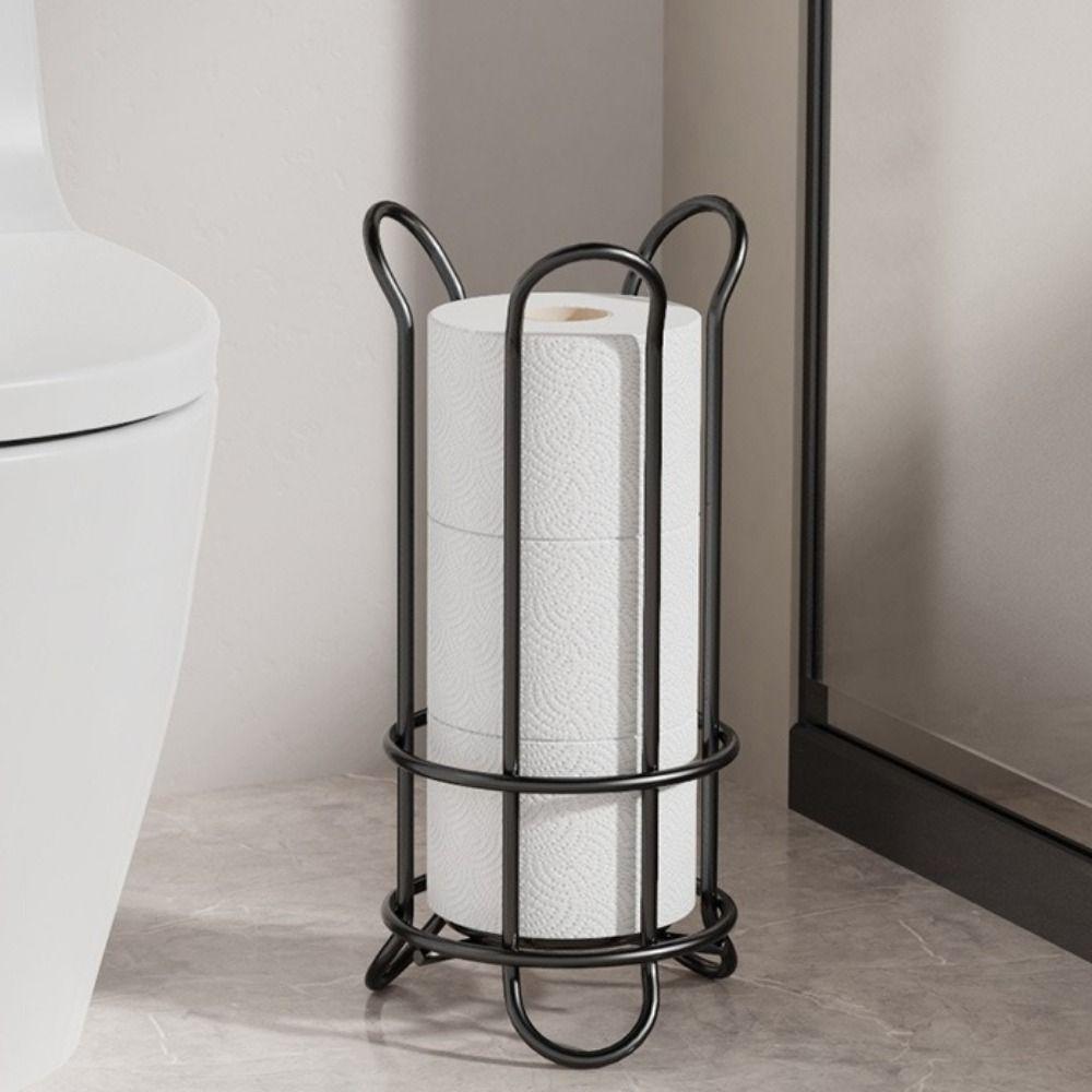 Iron Standing Toilet Roll Holder Decorative Minimalist Toilet Roll Paper Holder Large Capacity Durable Napkin Stand Hotels