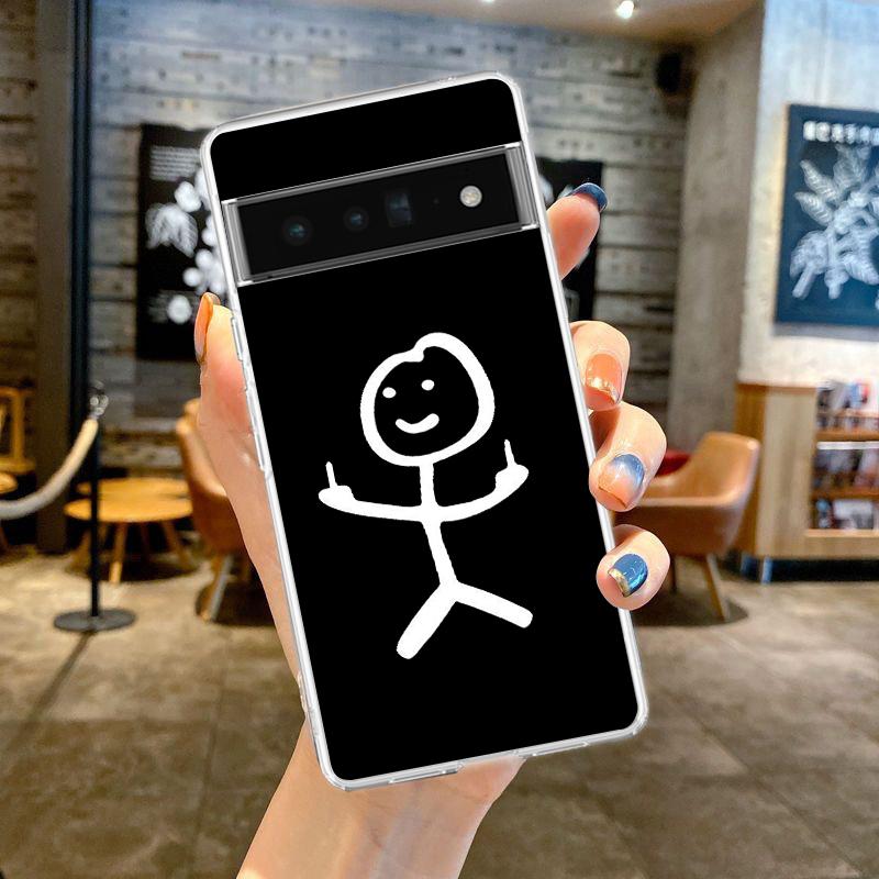

смешной милый мультяшный человечек-спичка для Google Pixel 9 8 7 6 Pro чехол для телефона мягкий для Pixel 6A 5 4 5A 4A 3A XL 5G силиконовый прозрачный чехол Pixel 6 Pro