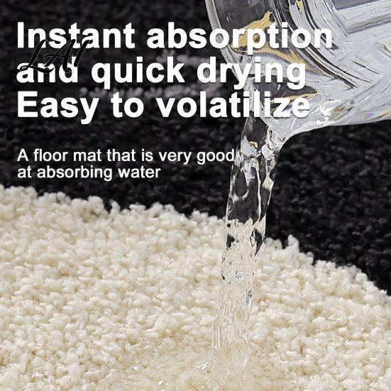 Durable Floor Mat Plush Bathroom Rug Non-Slip Absorbent Fluffy Mat Cute Easy Care Black Cat Door for Entrance Bedroom Living Room Washable