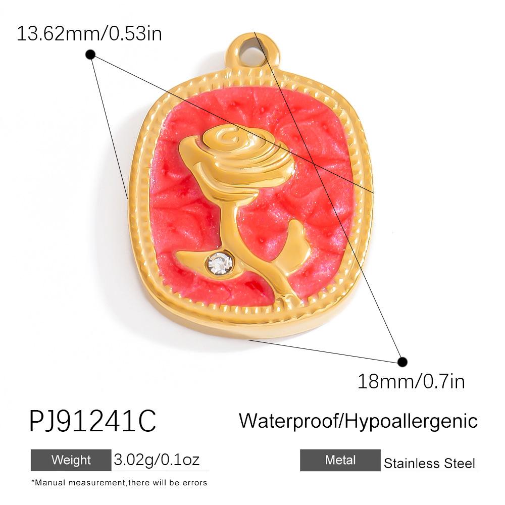 Stainless Steel Charms For Necklace Making Diy Drop Oil Pendant Choker Flower Accessory Summer