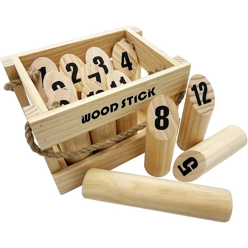 TRADE ONE Mölkky Complete Set with Wooden Sticks, Perfect for Outdoor Sports, Parks, and Fun for All Ages, Men and Women, 60124