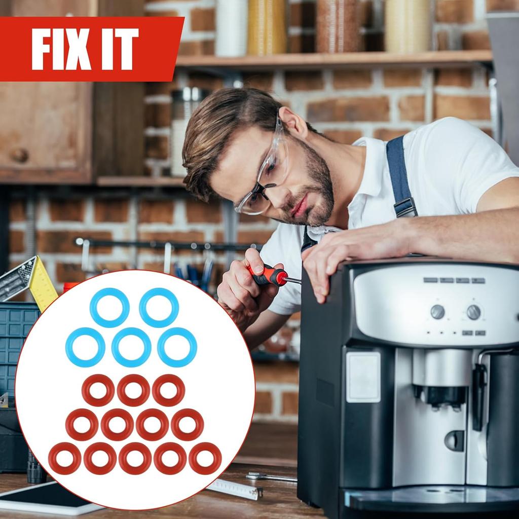 17pcs Coffee Machine O Rings for Breville, 5pcs Large Washer & 12pcs Small Gasket Rubber O-Ring Seal Replacement Kit Practical Espresso Machine