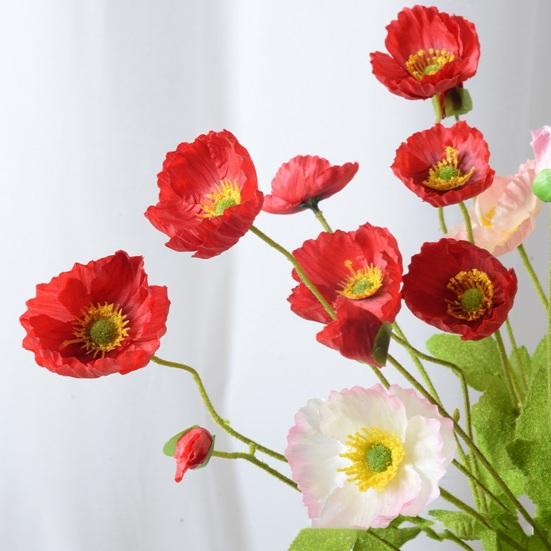 23.6" Tall Artificial Flowers Faux Silk Ranunculus Flower Stems with 3 Heads Blooms And 1 Bud for Wedding Decor Floral Arrangement Table Centerpiece