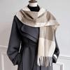 Fringed Plaid Shawl Checkered Wrap Scarf Ladies Faux Cashmere Scarf  Party