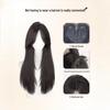 Natural Black Long Straight Hand-Woven Lace Wig Cap - Realistic Invisible Hairpiece for Daily Wear