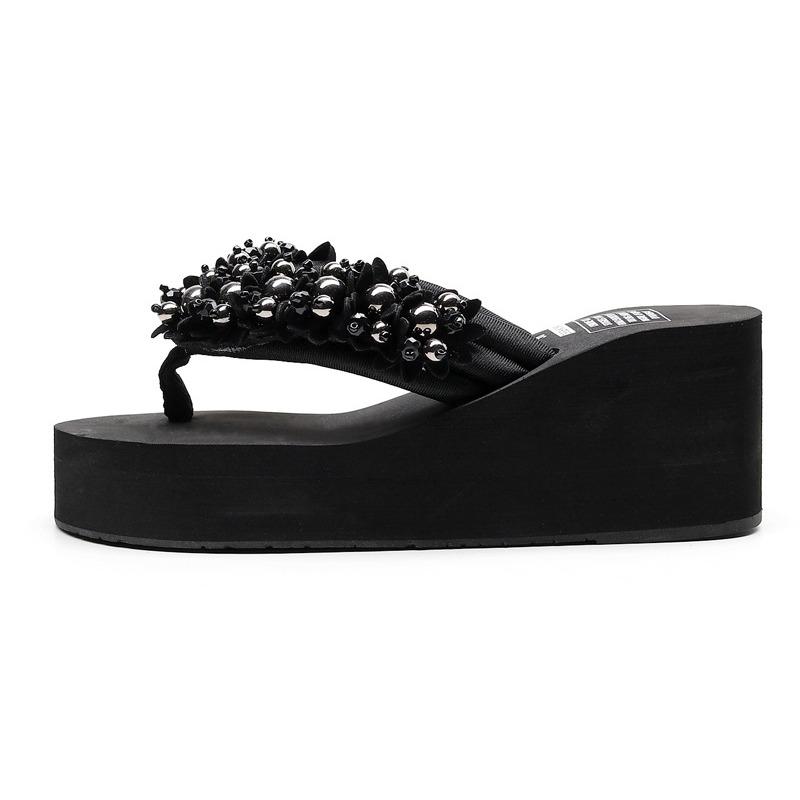 Șlapi de damă antiderapanți cu toc înclinat, sandale, papuci de casă pentru exterior, vacanță, malul mării, plajă