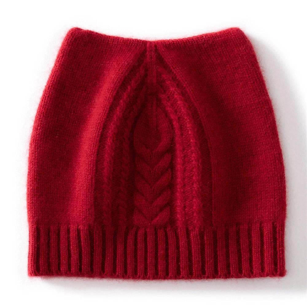 

Luxury Knitted 100% Pure Cashmere Hat Solid Color Ear Protection Thicken Caps Women Y2K Trendy Winter Accessories Unisex