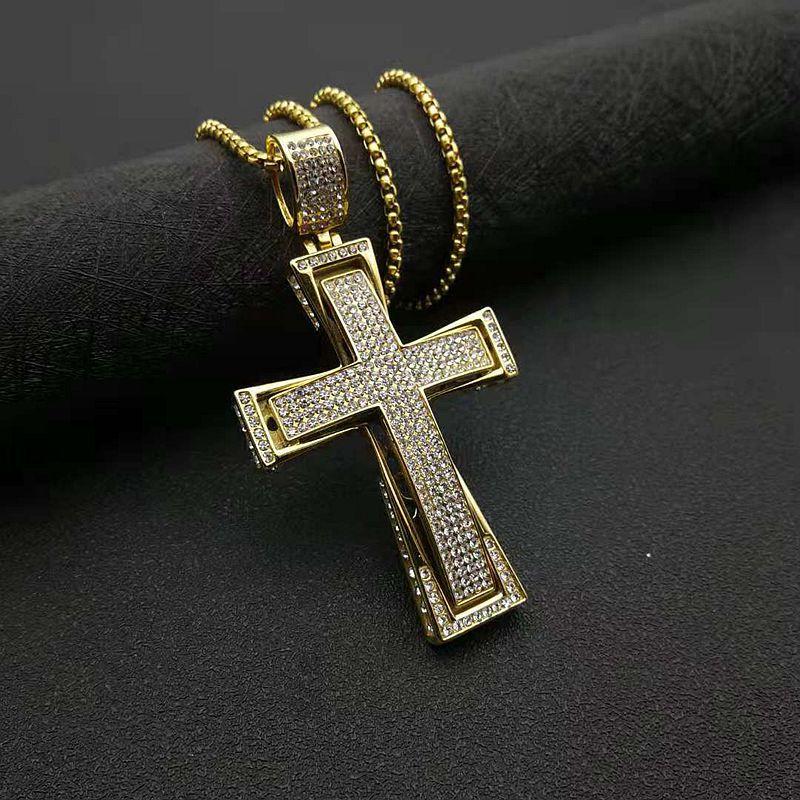 European and American Jewelry Gold-plated Diamond Pendant Cross Necklace 2026 60CM