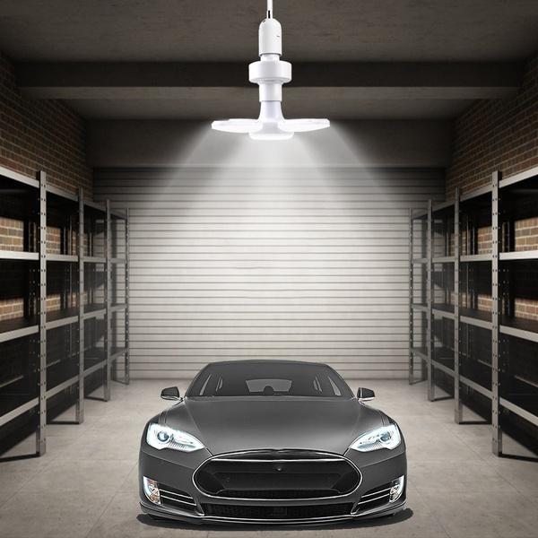 E27 LED Fan Blade Light Garage Light Deformable AC85-265V 28W Folding Ceiling Light Workshop Lamp LED Home Ceiling Lighting