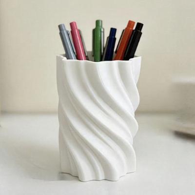3D Printed Pen Holder Modern Spiral Twist Pen Holder 2-in-1 Desk Organizer Vase for Office Living Room Decor
