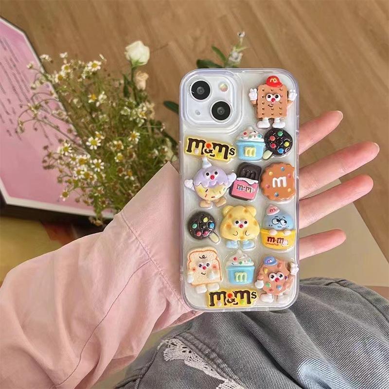 Applicable To Apple 17Promax Mobile Phone Case Three-Dimensional M Bean Small Dessert Biscuits Iphone16 Anti-Drop Cartoon