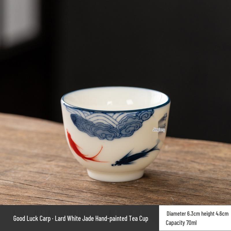 Hand-Painted White Porcelain Tea Cup, Personal Kung Fu Tea Set Bowl