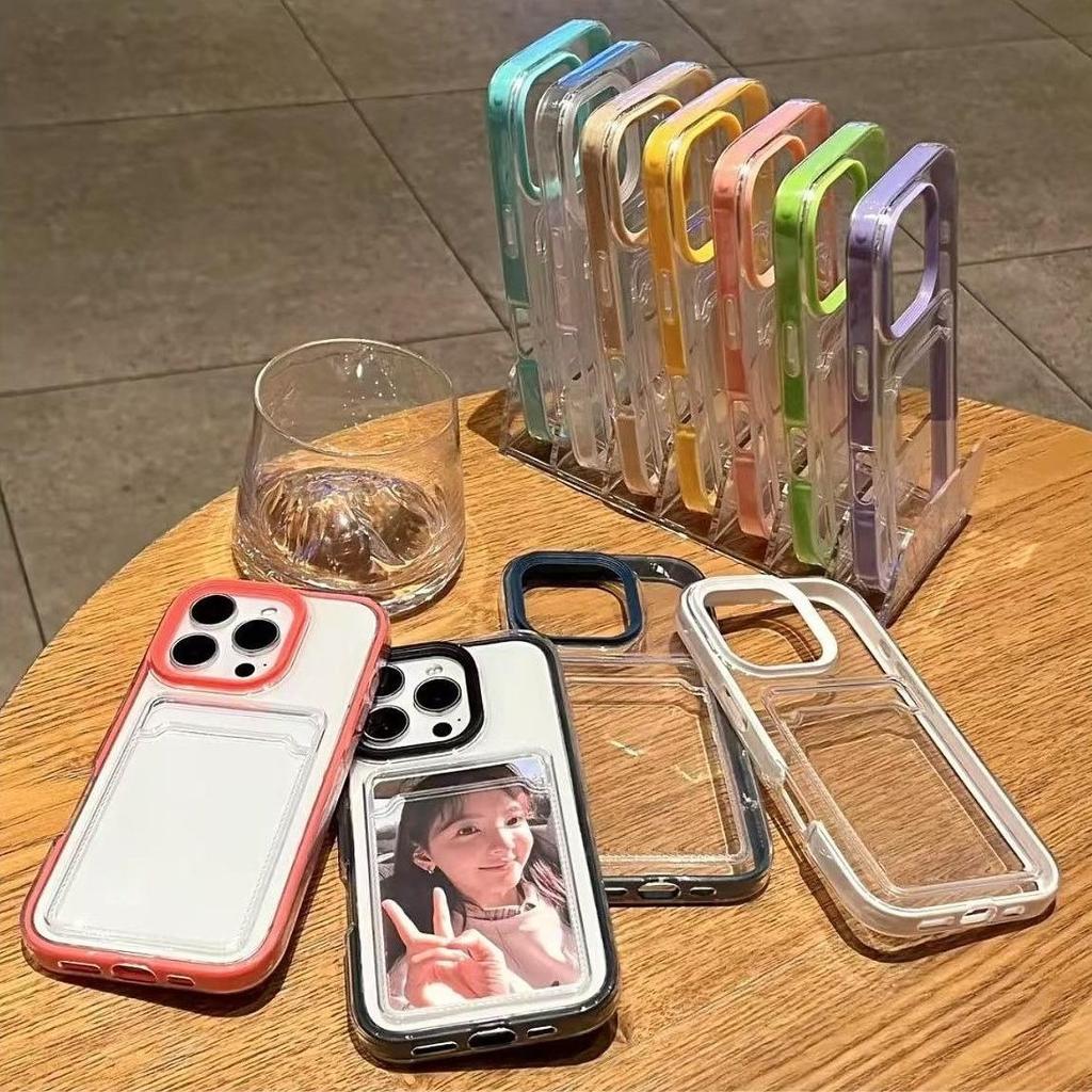 Luxury Card Bag Transparent Phone Case For iPhone 11 12 13 14 15 16 Pro Max Plus X Xs XR Clear Shockproof Bumber Cover