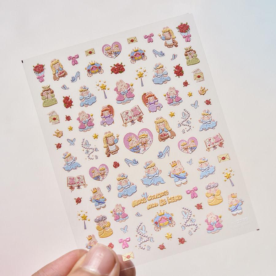 Süße Cartoon 3D-Nagelsticker - Alice & Cinderella