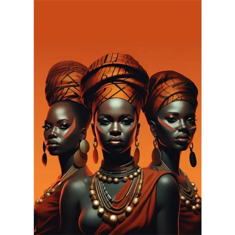 Beautiful African Woman Posters and Prints Canvas Painting Portrait Wall Art Pictures for Living Room Home Decoration No Frame