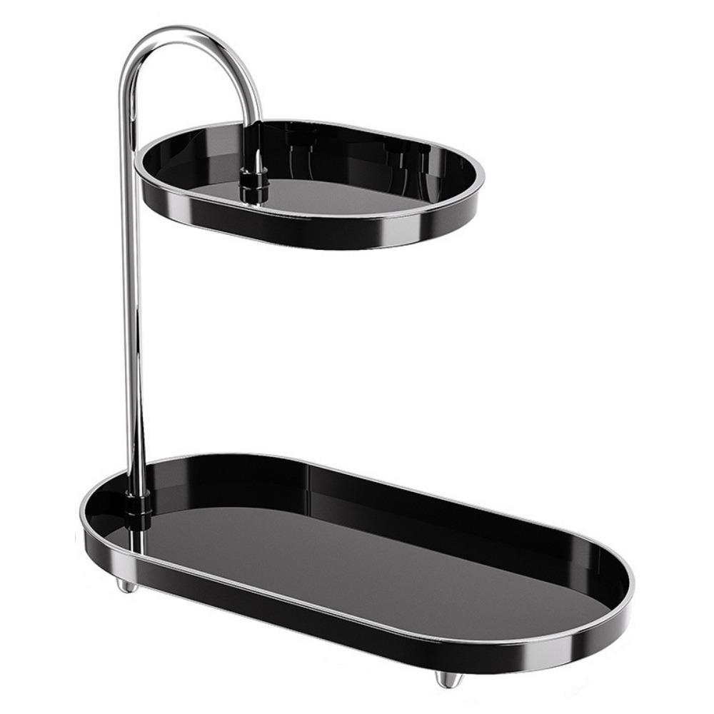 

Plastic Cosmetic Storage Shelf Large Capacity Earring Tray Holder Vanity Trays Entrance Black-Style B