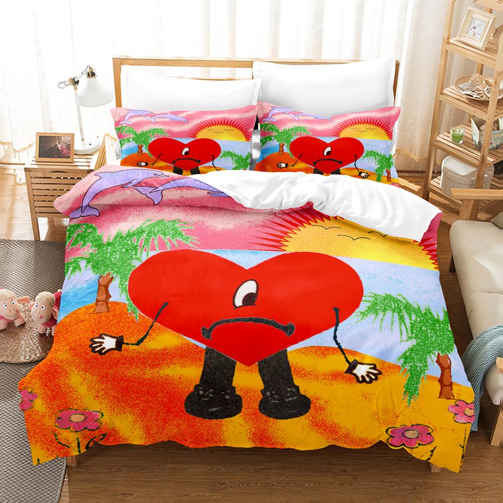 Comforter Popular Bad Bunny Bedding Set Un Verano Sin Ti Comforter Bed Sets Gifts Usa Size Twin Full Queen King Dropshipp