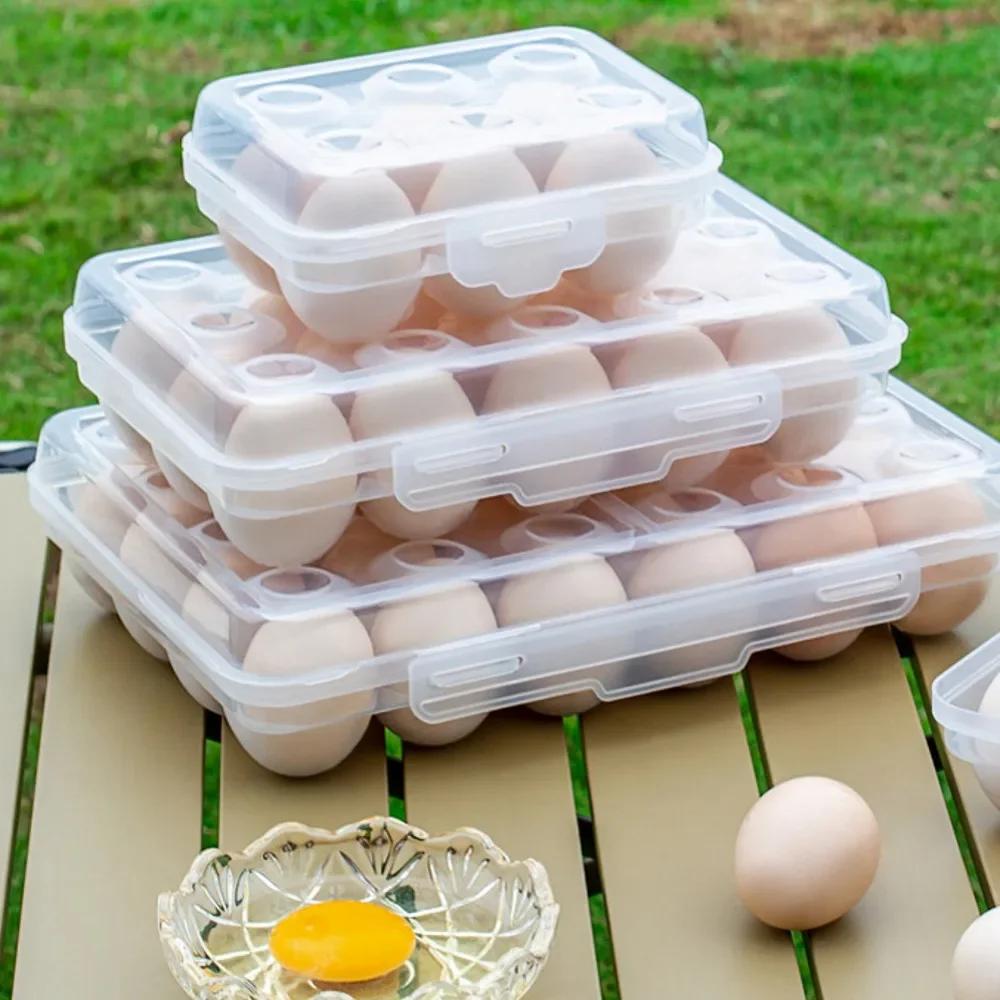 Egg Holder Plastic Egg Storage Box Egg Organizer for Fridge Portable  Tray with Lid for Refrigerator Camping Hiking Outdoor