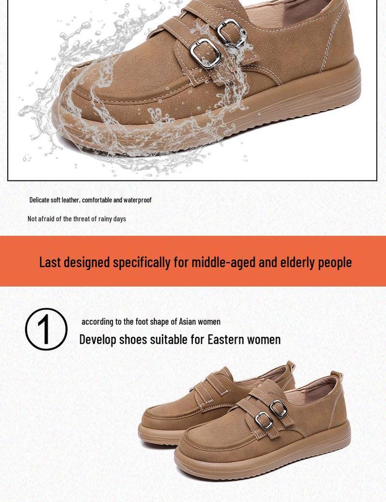 Women's British Style Retro Leather Flats - Casual Spring/Autumn Shoes