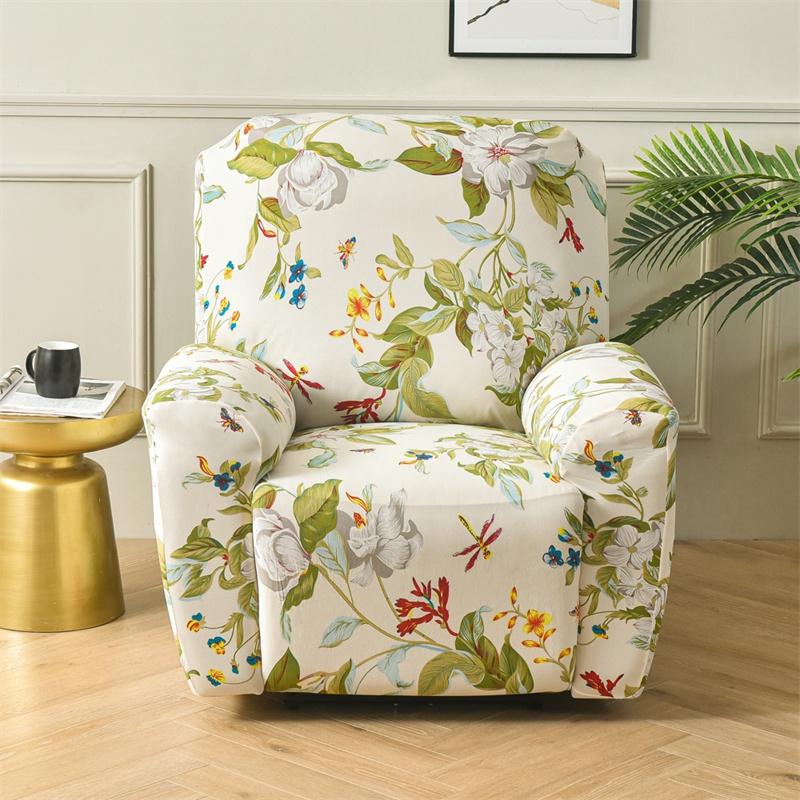 Printed Elastic Recliner Sofa Cover Soft Stretch Single Sofa Covers For Living Room Pets Kid Split Functional Lounger Chair Case