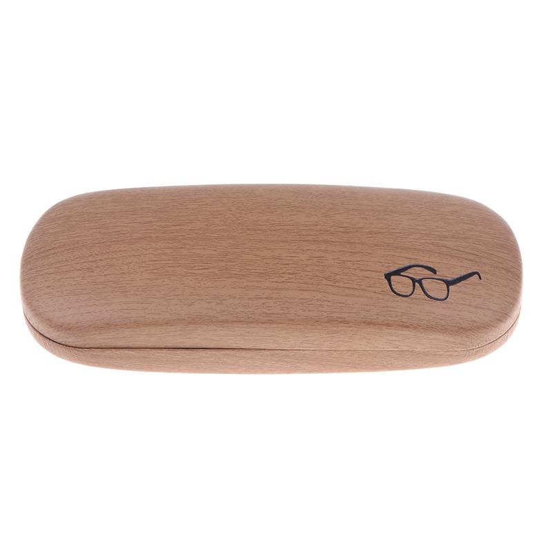 1Pc Pu Leather Eyeglass Box Wood Grain Hard Kit Holder Metal Reading Glasses Case For Men And Women Pu Leather Eyeglass Box