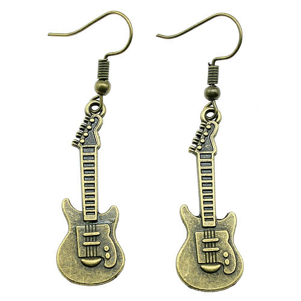 Electric Guitar Dangle Earrings Rock Music Themed Jewelry For Women