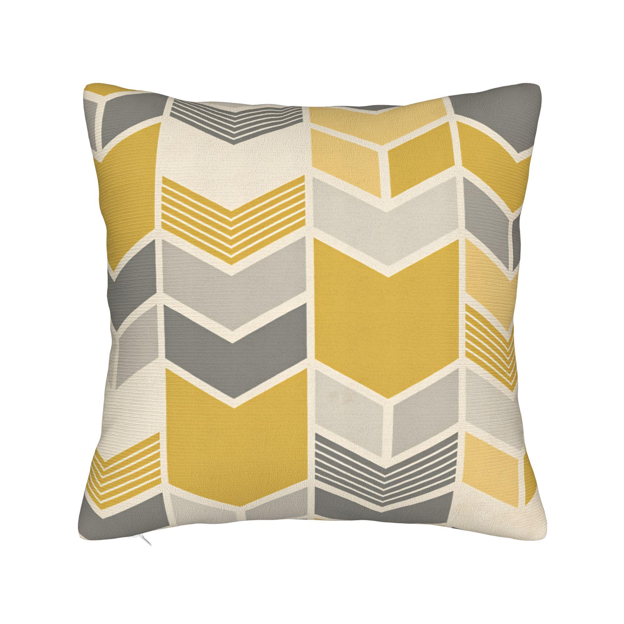 Yellow Grey Geometric Pillow Cover  Morden Pillow Case For Sofa Couch Bed Living Room Soft Pillowcases Birthday Present 30cmx30cm