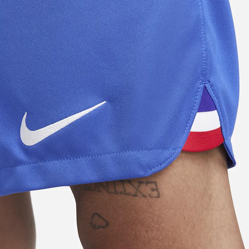 Nike FFF France National Team Soccer Shorts Logo Print Elastic Waist Straight Leg Mid Rise Casual Shorts Men shorts Blue DN0730-480