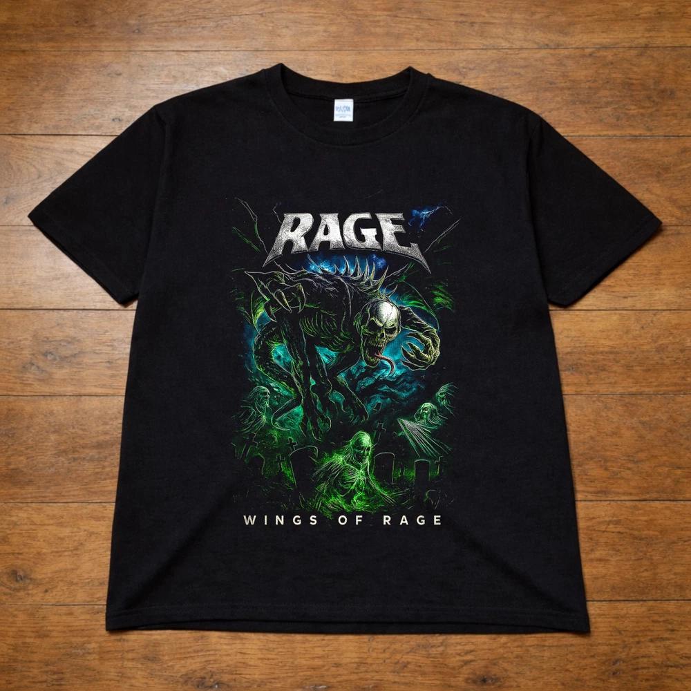 Rage Wings Of Rage T Shirt Heavy Metal Band Skull Tee Adults Kids Black 2XL