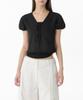 Woman Women'S Cotton Puff Sleeve Tie-Up Blouse [Black]