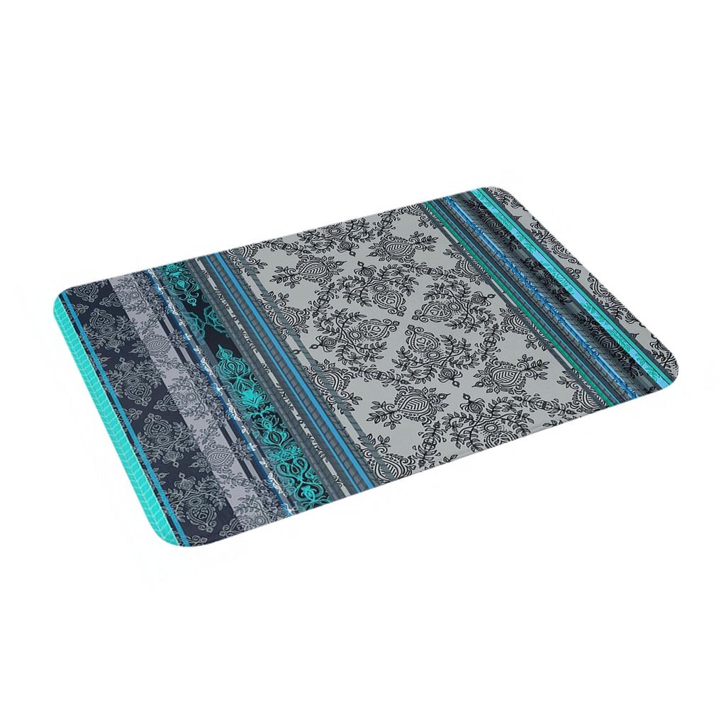 Teal, Aqua and Grey Vintage Bohemian Wallpaper Anti-slip Doormat Floor Mat for Kitchen Entrance Home Living room Footpad Mats