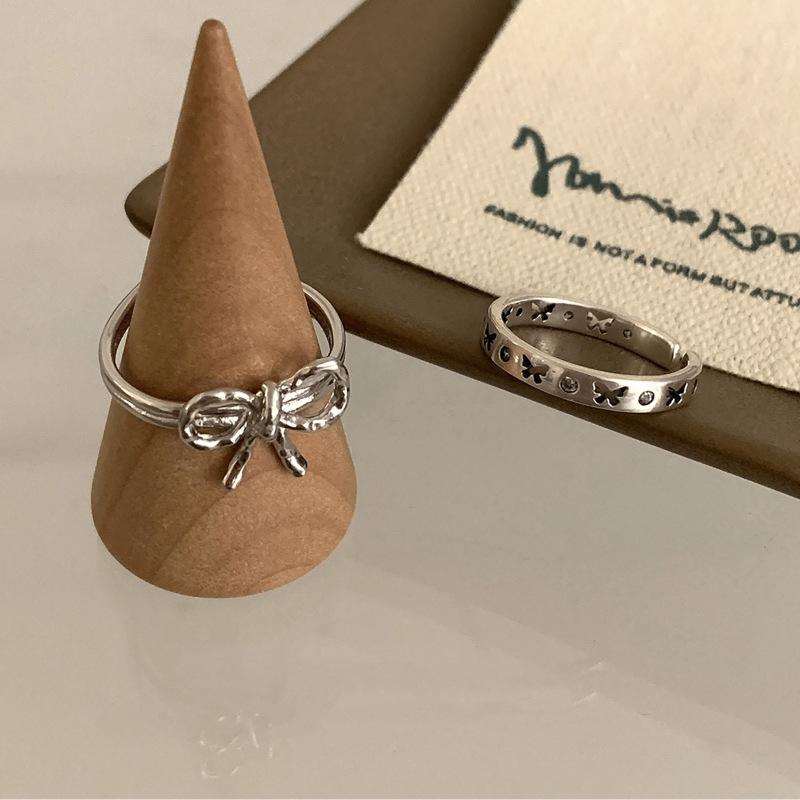 Adjustable Irregular Bow Ring Niche Design Light Luxury High-end Sense Fashionable Personality Women's Index Finger 100% Match Ring