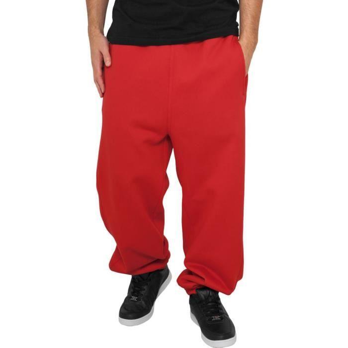 Bas De Jogging - Urban Classics - Rouge - Urban Fit - Poches - Zips Bas De Jambes