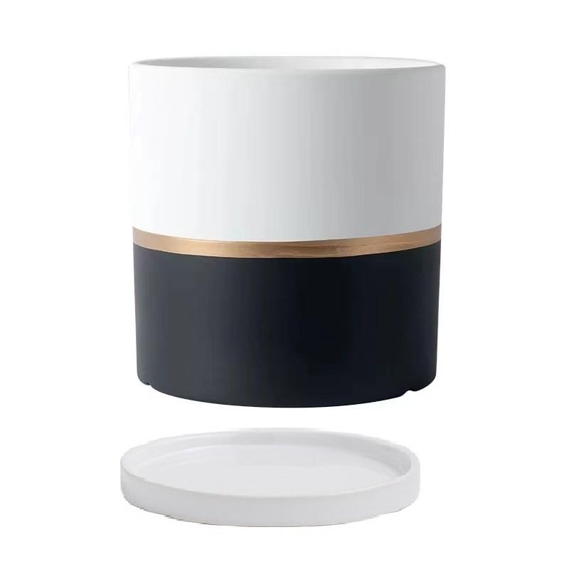 17/14/11cm Ceramic Flower Pots With Ceramic Tray for Indoor Succulent Plants Flower Cactus Office Home Garden Kitchen Decor Gift