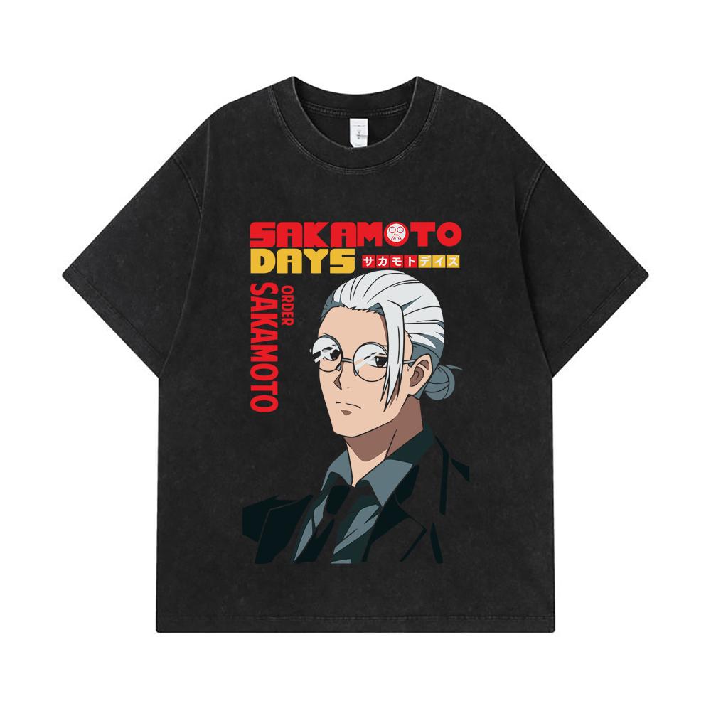 275 GSM Washed T-shirts 100% Cotton Sakamoto Days V7 Taro Print Unisex Heavy Cotton T Shirt
