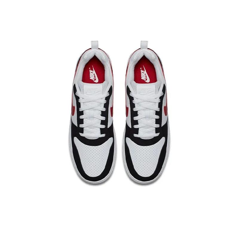 Nike Court Borough Low Top Kids' Skateboarding Shoes Black White Red Sneakers 839937-102
