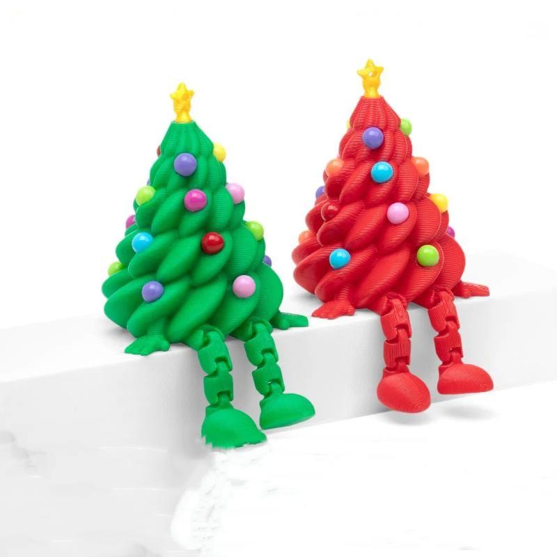 3D Printed Christmas Cute Desktop Ornaments Christmas Trees With Colorful Joints And Movable Shapes Christmas Gift Decorations