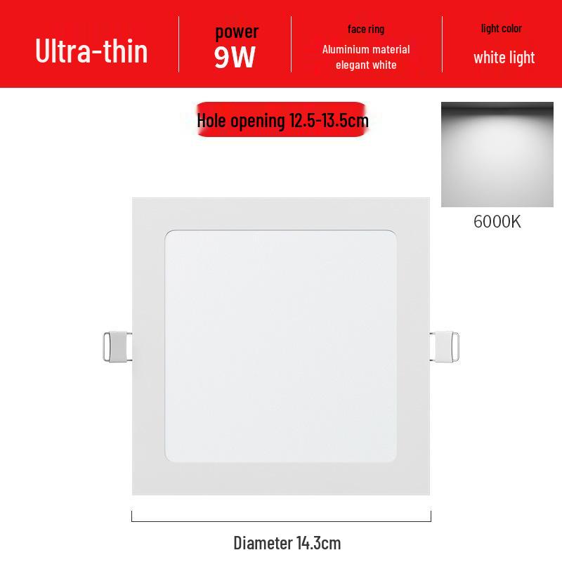 Square Recessed Ceiling Downlight Panel for Living Rooms