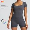 Damen Nahtloser Kurzarm Sommer Yoga Bodysuit: Enganliegende Passform mit Bauchkontrolle