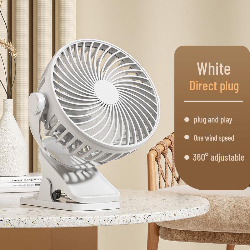 Rechargeable USB Clip Fan with Desk Lamp - Large Battery, Portable for Student Dormitories