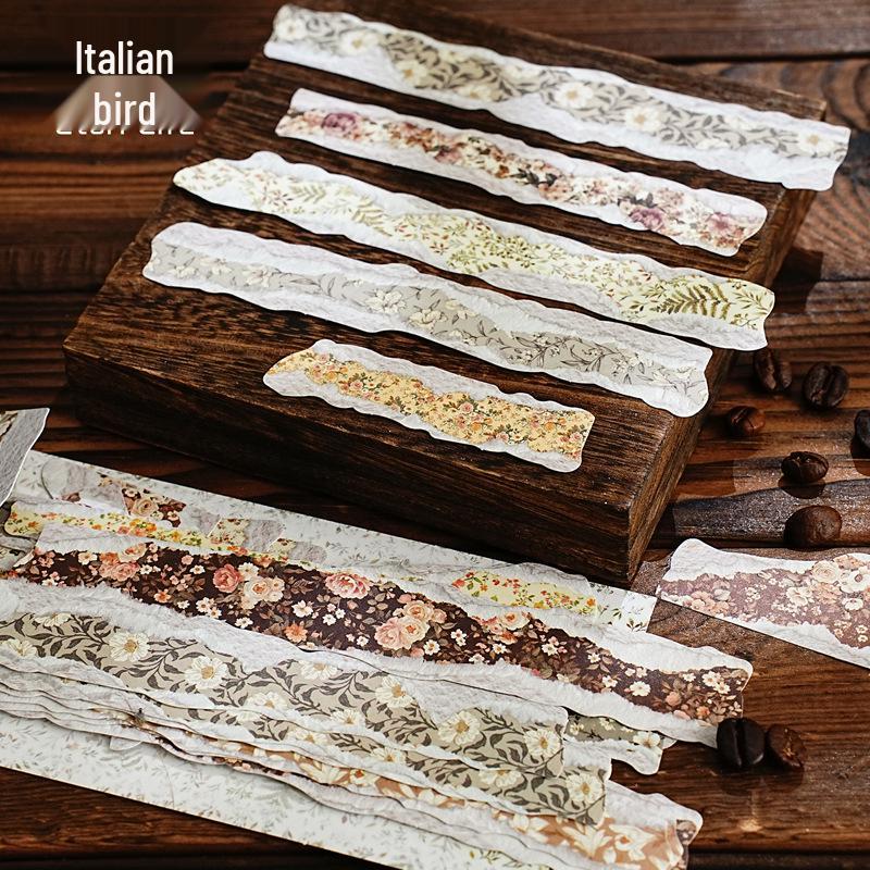 Yi Niao Kraft Paper Flower Shadow Stickers: 30 Die-Cut Retro Journal Sheets