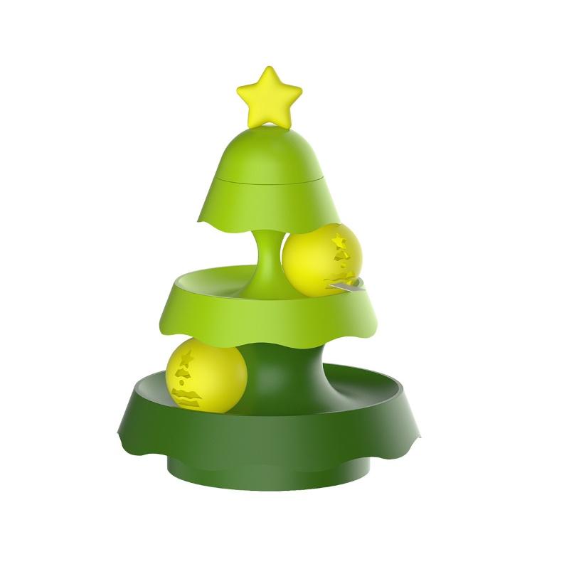 

Interactive Christmas Tree Puzzle Toy for Cats - Mini Track Turntable with Glowing Ball Bell Feature Durable Safe Pet Playtime