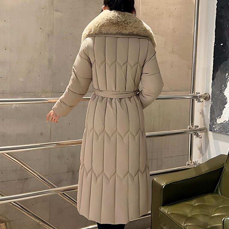Plus Size L-7XL Fashion Winter Jackets Woman Long Parkas Hooded Big Faux Fur Collar Loose Thick Warm Overcoat Casual Women's Coats With Belt
